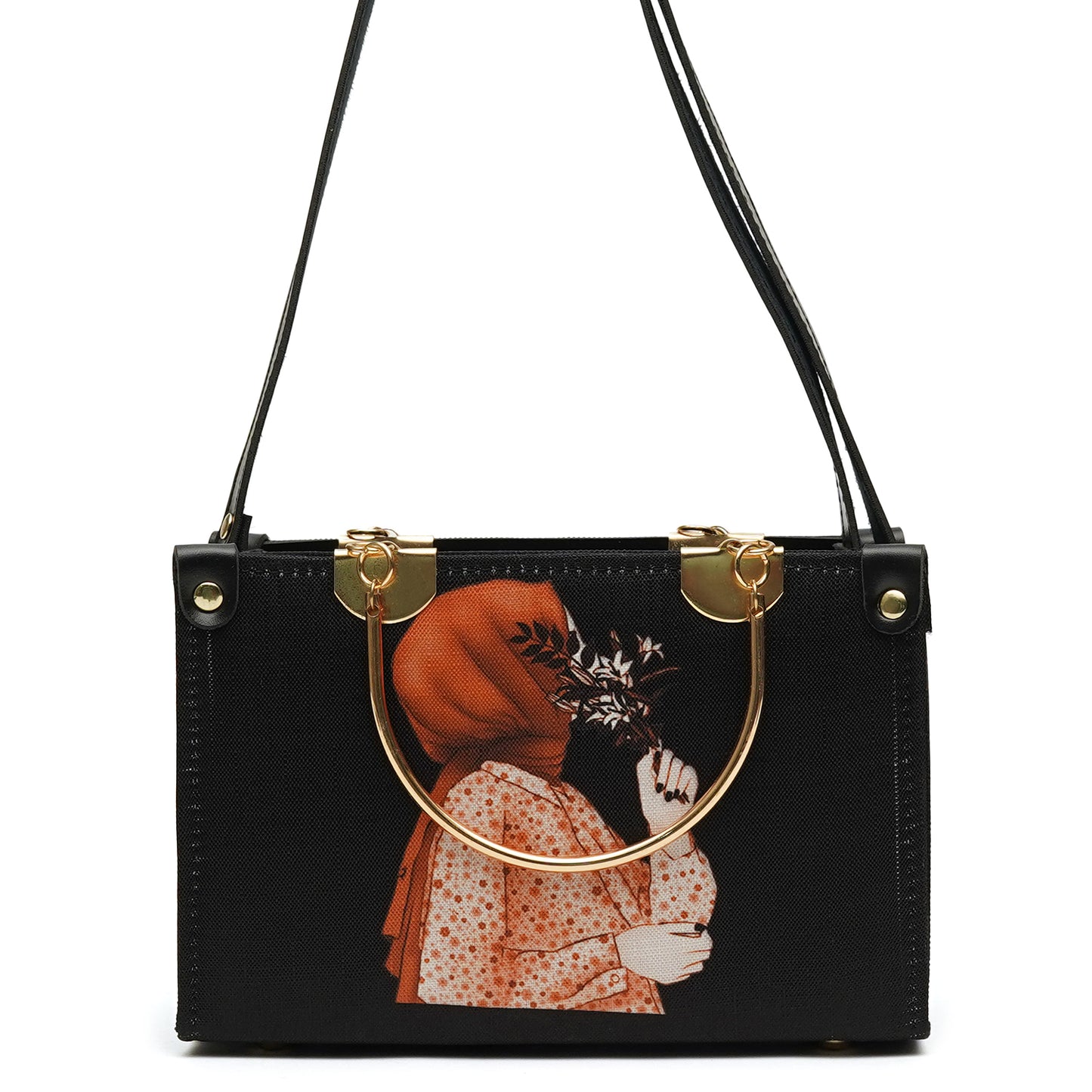 Aria Girl Printed Cross Body Bag ( Black )