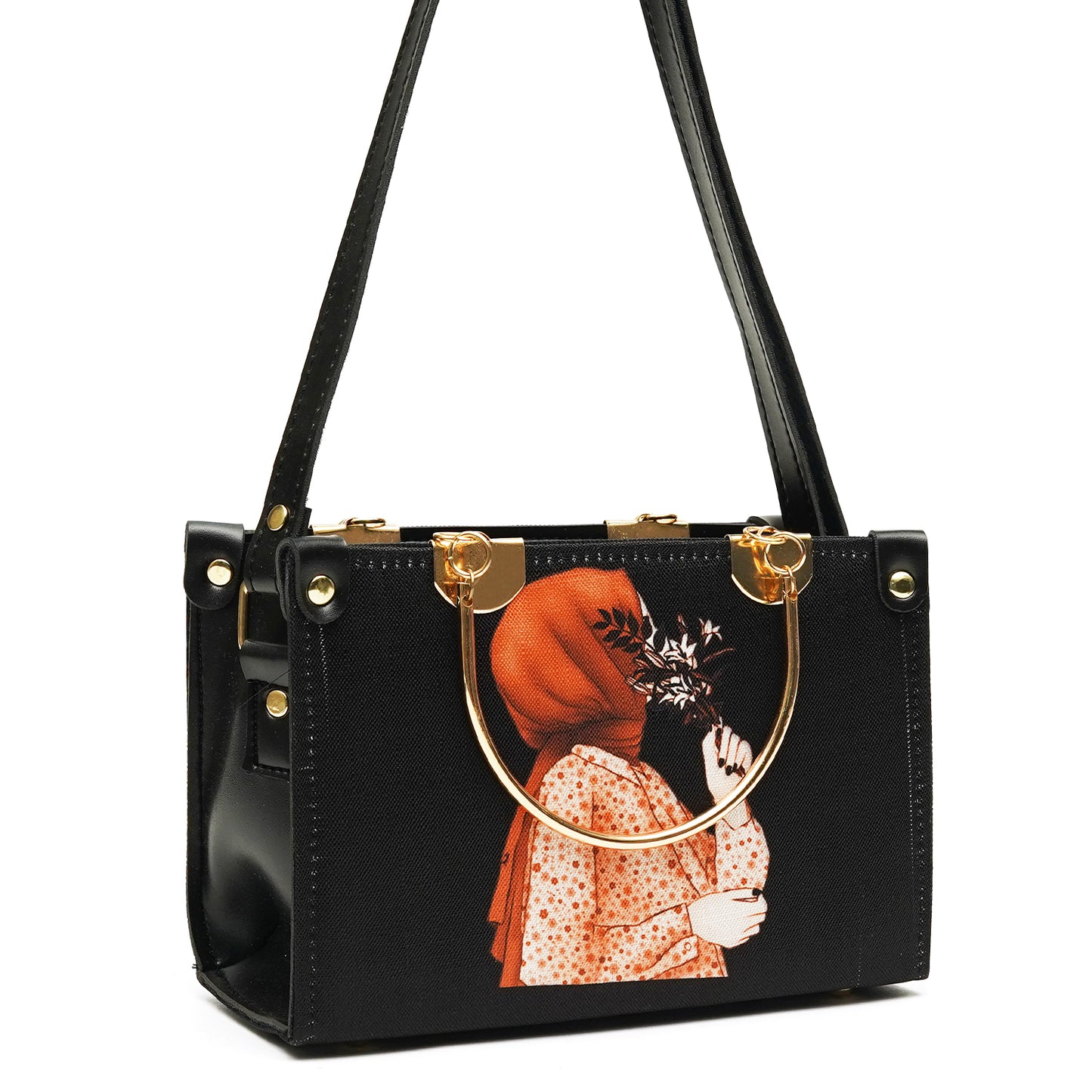 Aria Girl Printed Cross Body Bag ( Black )