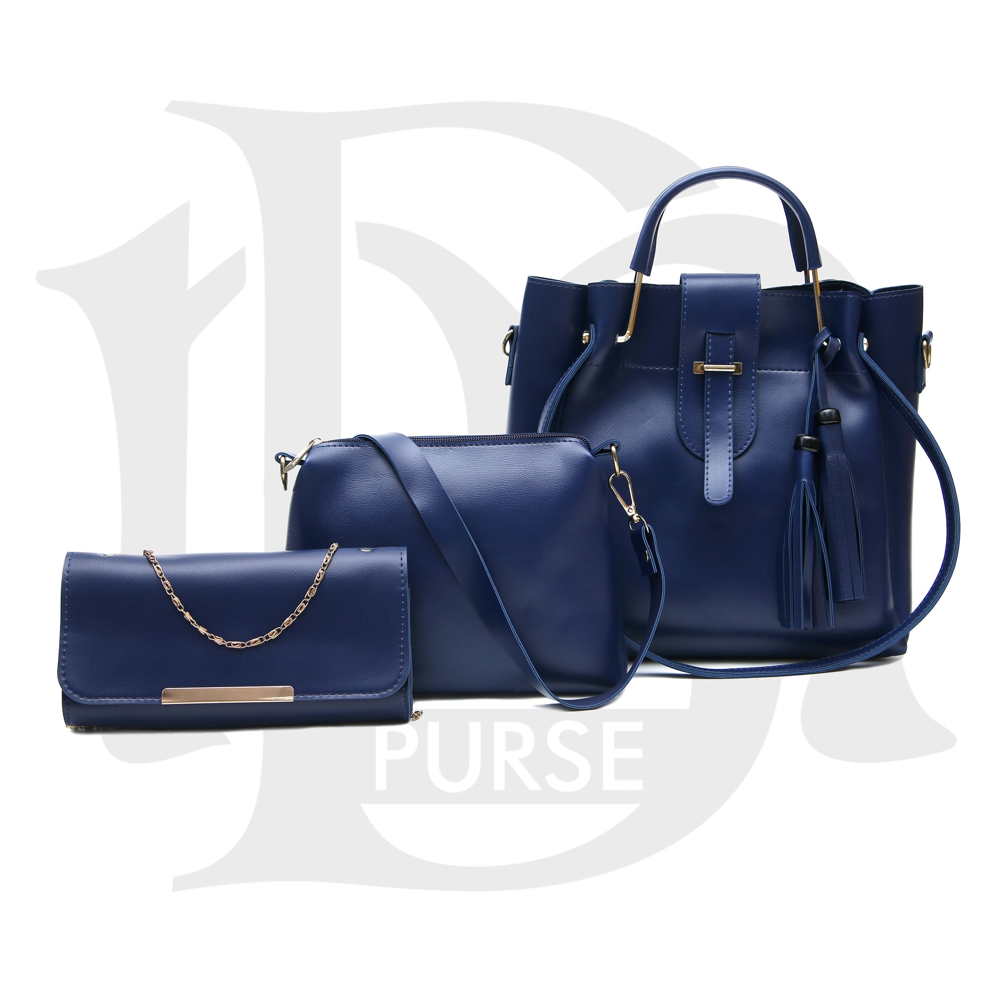 Boss 3 Piece Set HandBag ( Blue )