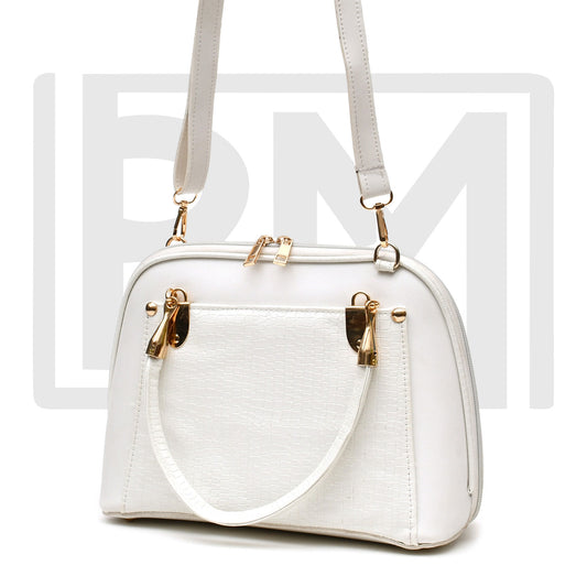 Women D Shape handbag ( White )