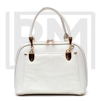 Women D Shape handbag ( White )